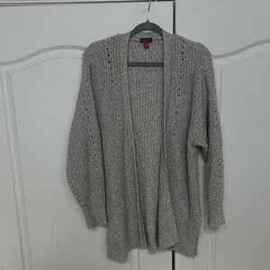 Vince Camuto Light Gray Open-Front Knit Cardigan